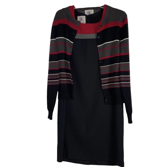 BAHARI GROUP SET VINTAGE 90’s MIDI DRESS WITH CARDIGAN - Picture 5 of 13